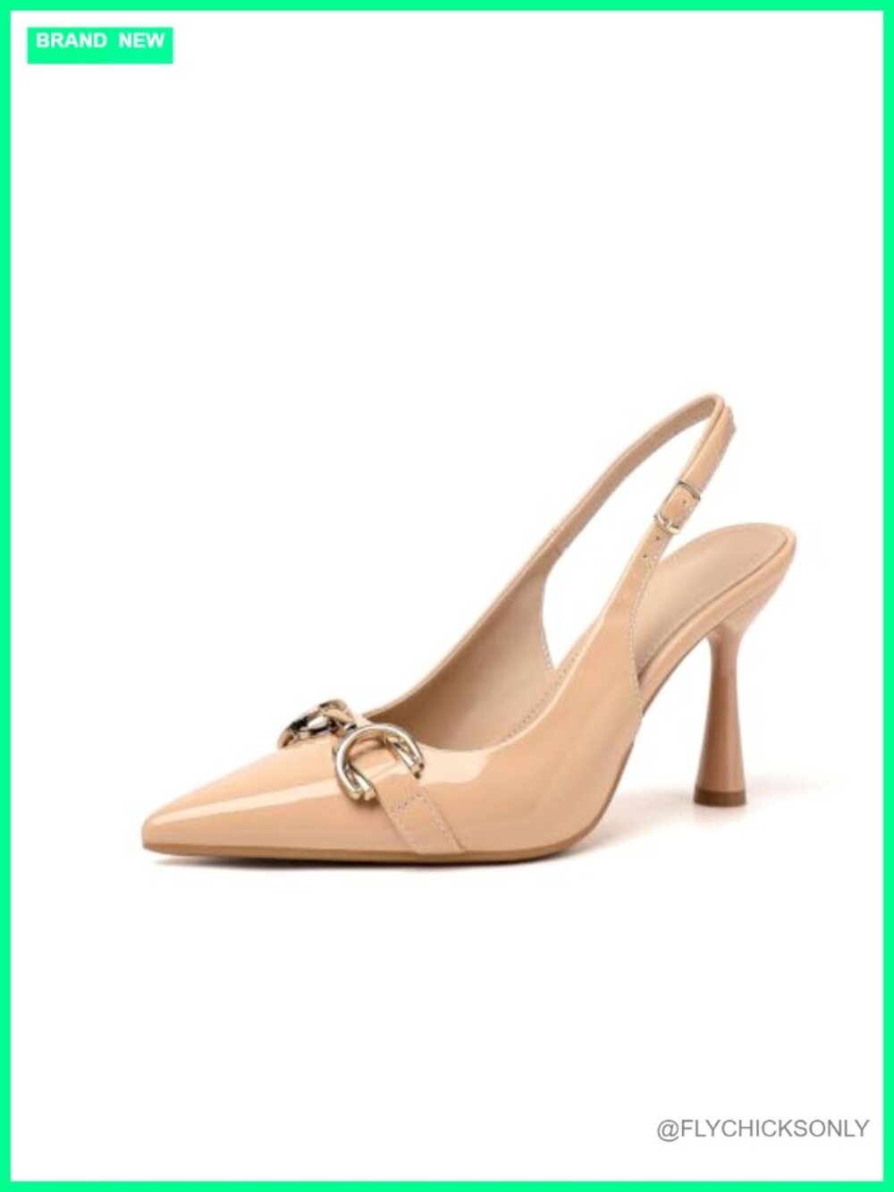 Faux Leather Slingback Stiletto Heels Pointed Toe Ankle Strap Formal Pump